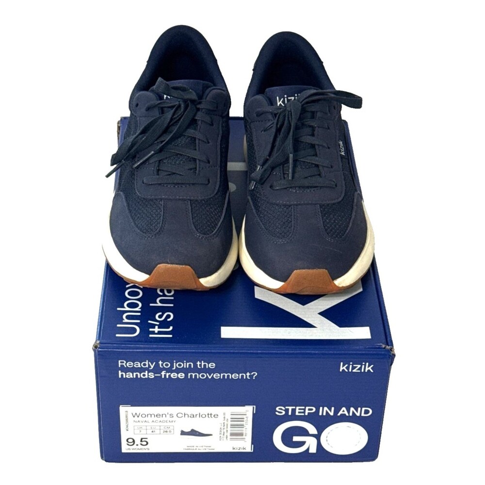 KIZIK Charlotte Hands-Free Slip On Sneakers Womens US 9.5 Mesh Blue Navy